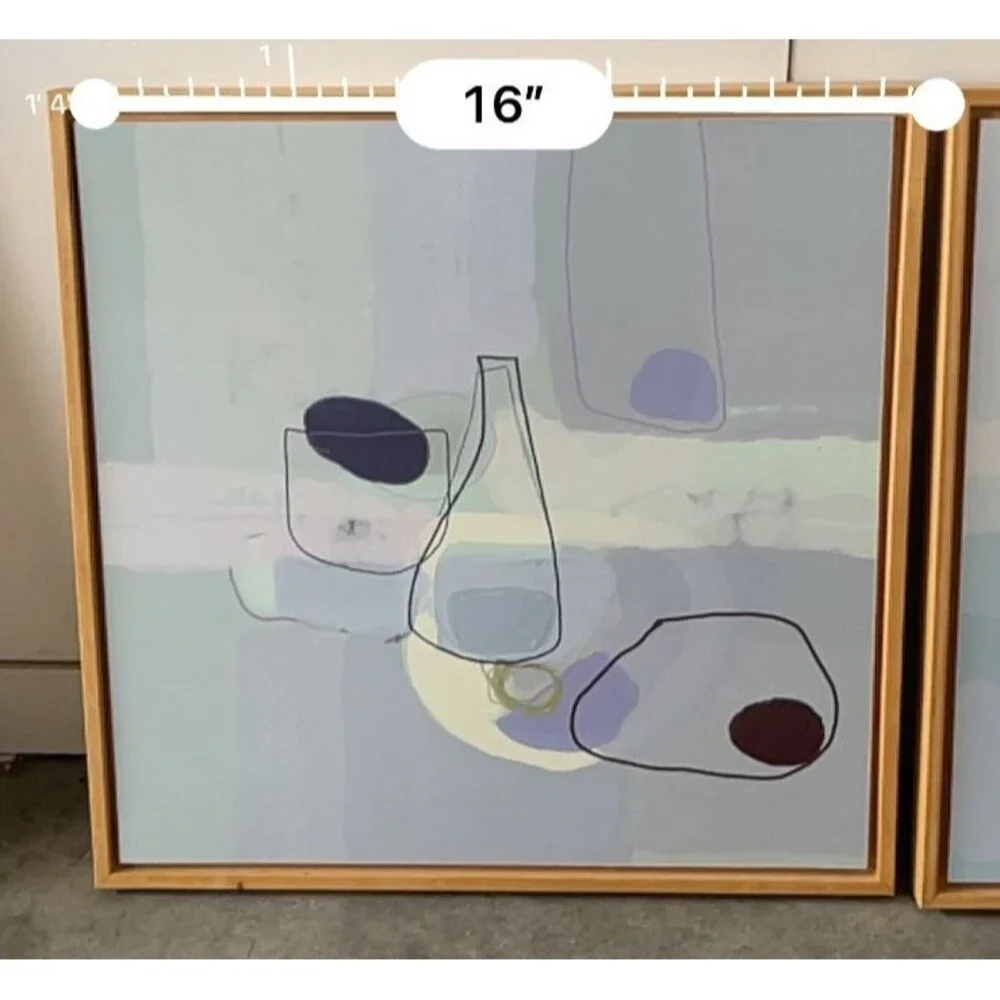 2x Vintage Ikea painting photo abstract art for kitchen 16x16